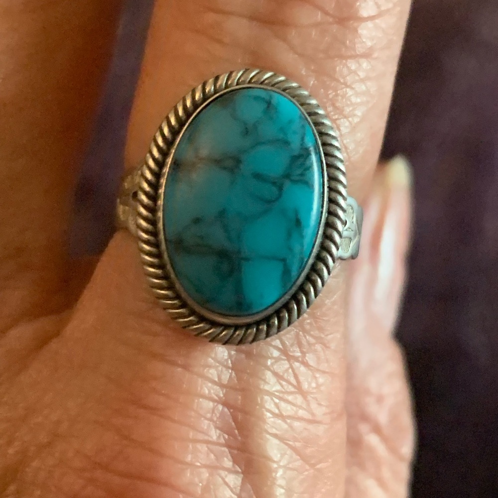 Genuine Spiderweb Turquoise Ring